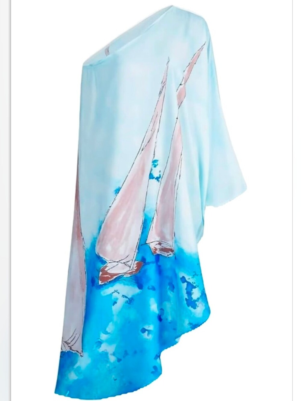 Romona La Rue Beach Coverup Dress One Shoulder Kaftan Swimwear Maxi OS
